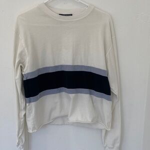 Brandy Melville White and Black Long Sleeve Tee